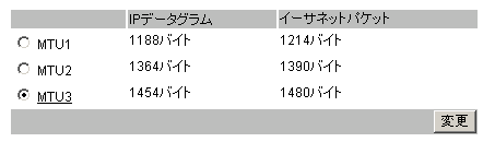 [ 管理者設定 ]-[ MTU設定 ] スクリーンショット